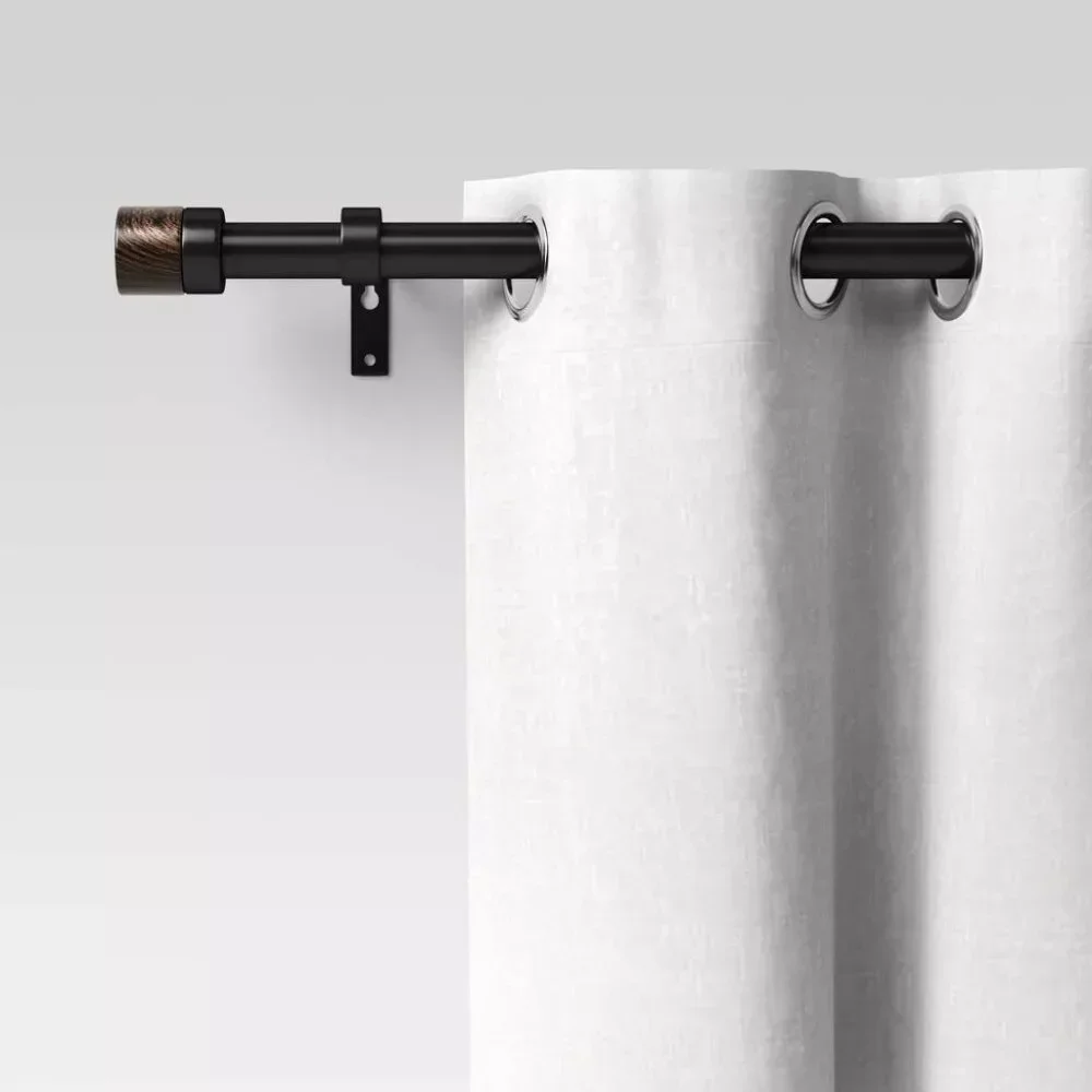 Threshold Dark Walnut Wood Cap Expandable Curtain Rod 36